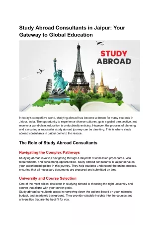 Study Abroad Consultants in Jaipur