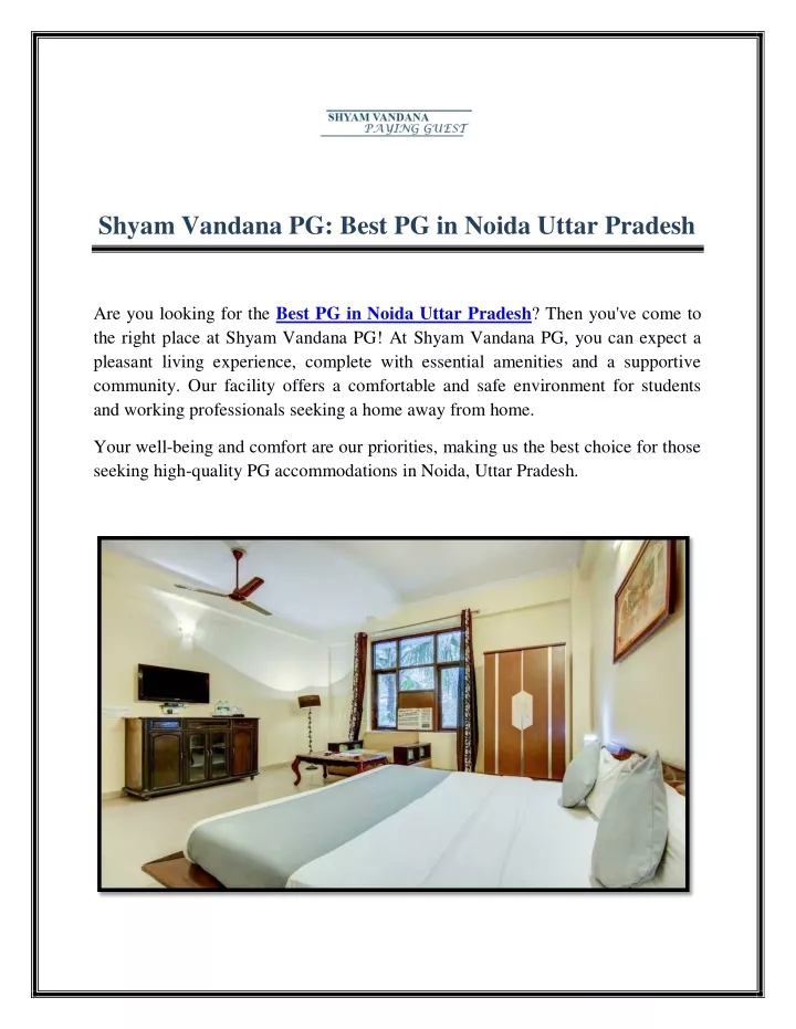 shyam vandana pg best pg in noida uttar pradesh