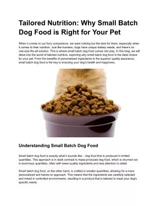 Small Batch Dog Food