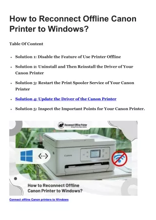 How to Reconnect Offline Canon Printer to Windows