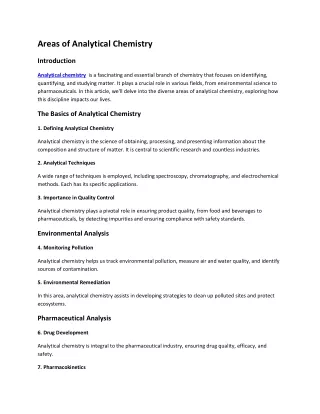 Areas of Analytical Chemistry