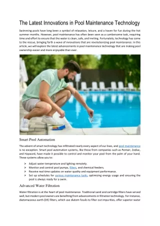 The Latest Innovations in Pool Maintenance Technology