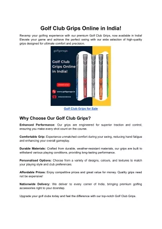 Golf Club Grips Online in India