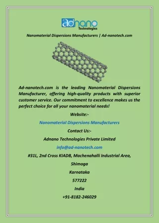 Nanomaterial Dispersions Manufacturers  Ad-nanotech