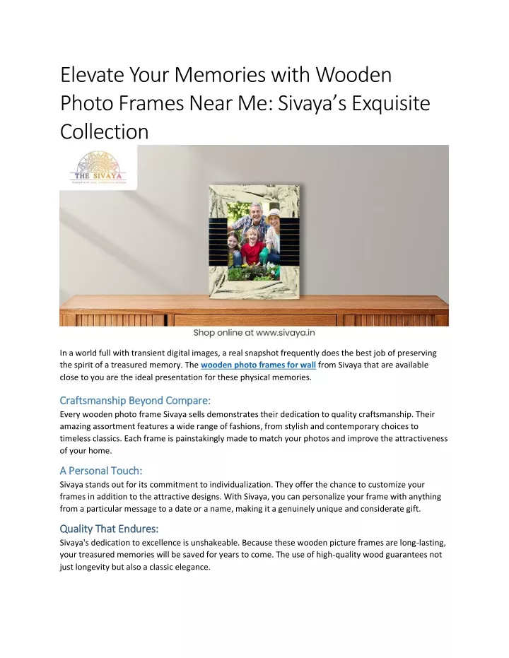 elevate your memories with wooden photo frames