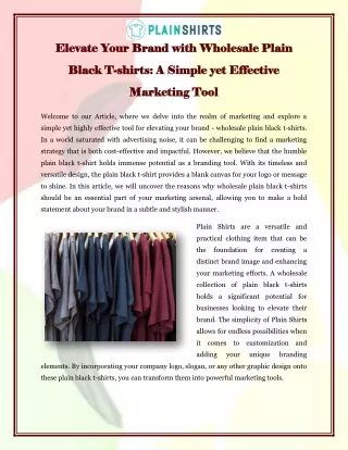 Elevate Your Brand with Wholesale Plain Black T-shirts A Simple yet Effective Marketing Tool