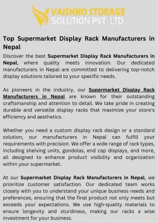 Supermarket Display Rack Manufacturers in nepal