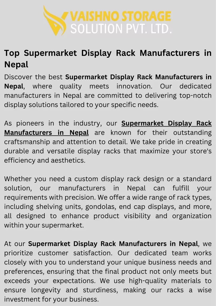 top supermarket display rack manufacturers