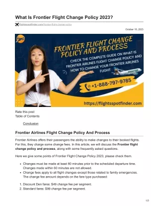 What Is Frontier Flight Change Policy 2023
