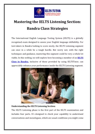 Mastering the IELTS Listening Section Bandra Class Strategies
