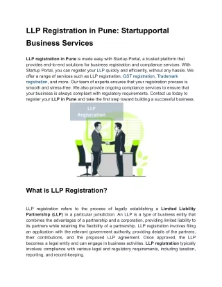LLP Registration in Pune |  LLP Registration Online Startup Portal