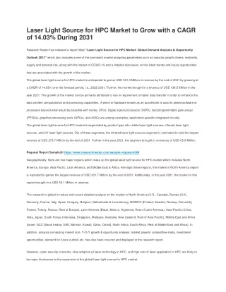 laser light source for hpc market to grow with