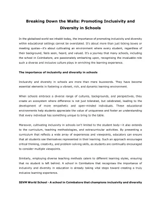 breaking down the walls promoting inclusivity and