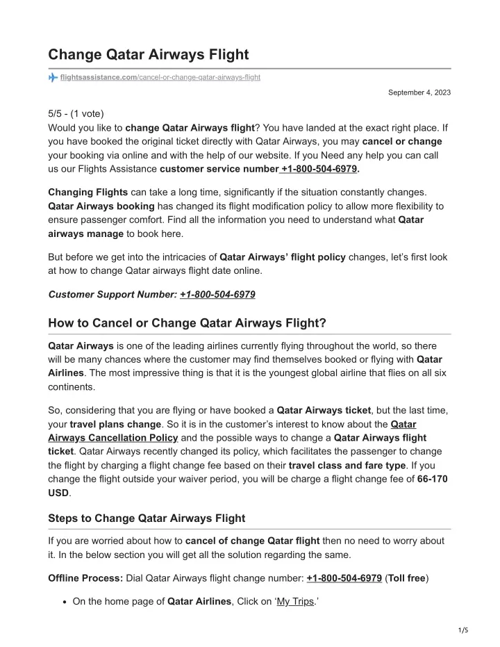 change qatar airways flight