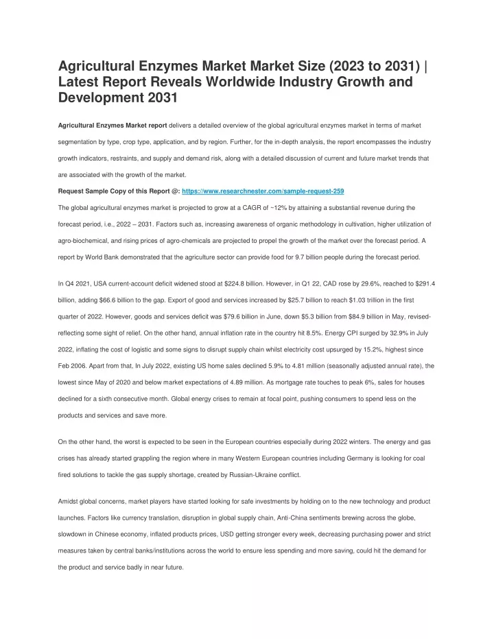 agricultural enzymes market market size 2023