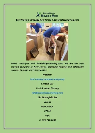 Best Moving Company New Jersey  Rentahelpermoving