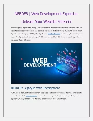 NERDER Web Development Expertise Unleash Your Website Potential