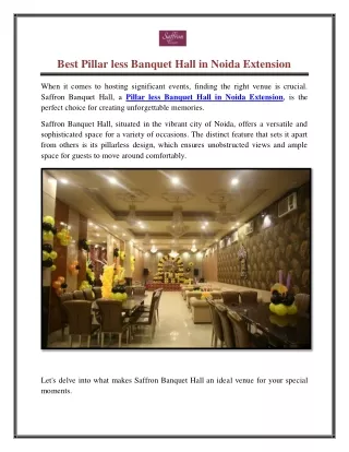 Best Pillar less Banquet Hall in Noida Extension