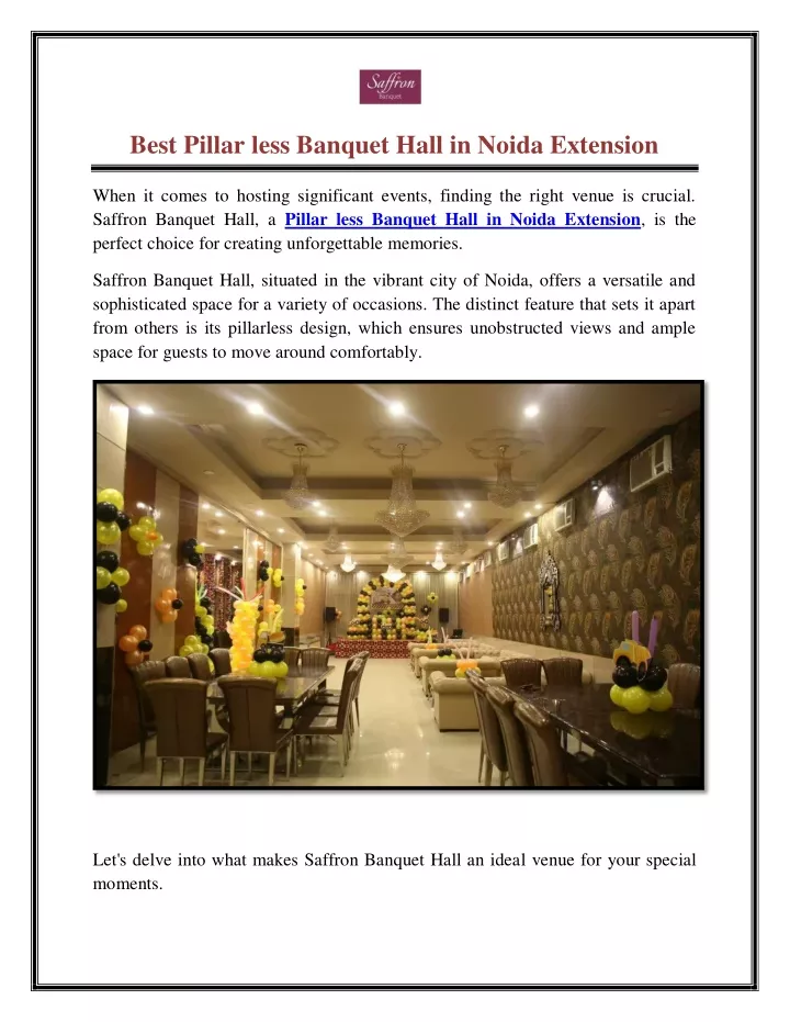 best pillar less banquet hall in noida extension