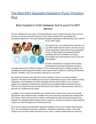 the best ent specialist hospital in pune