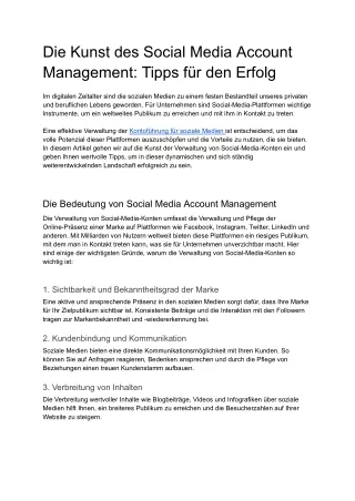 Die Kunst des Social Media Account Management