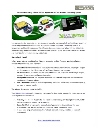 precision monitoring with an abbeon hygrometer