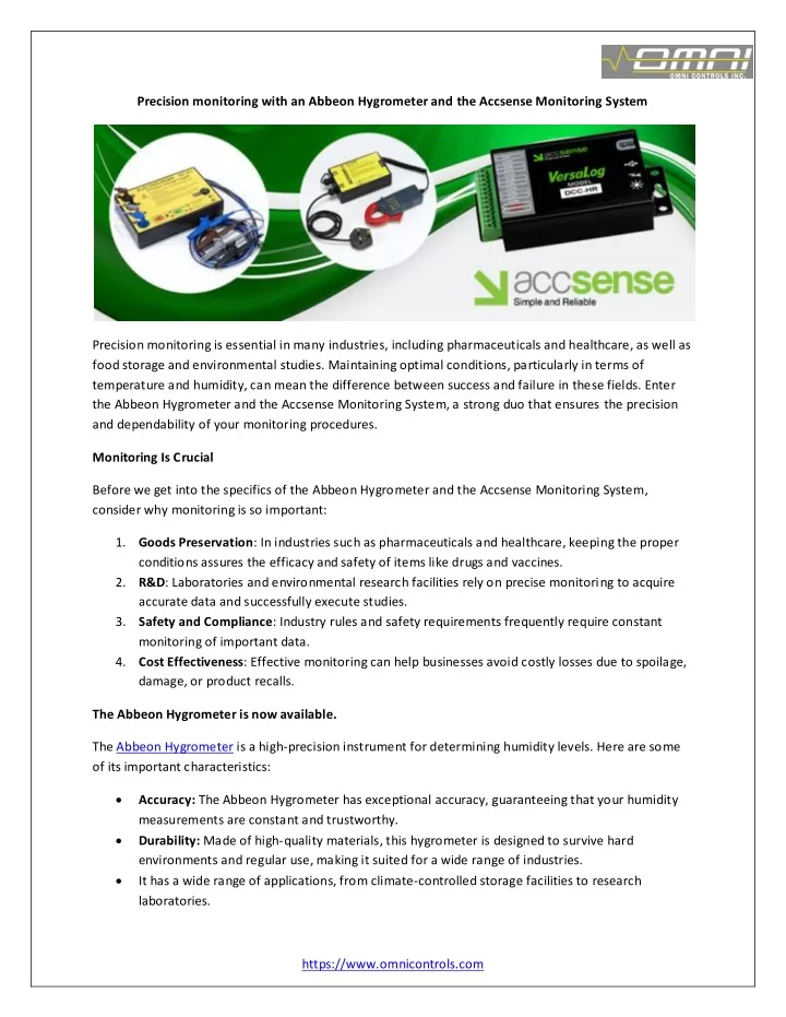 precision monitoring with an abbeon hygrometer