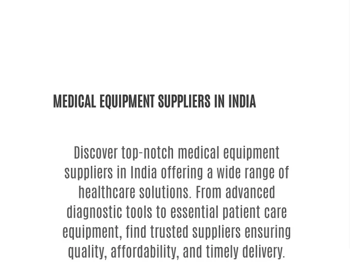 medical equipment suppliers in india
