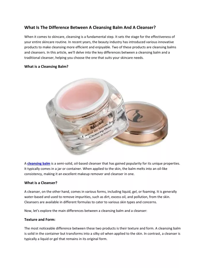 what is the difference between a cleansing balm
