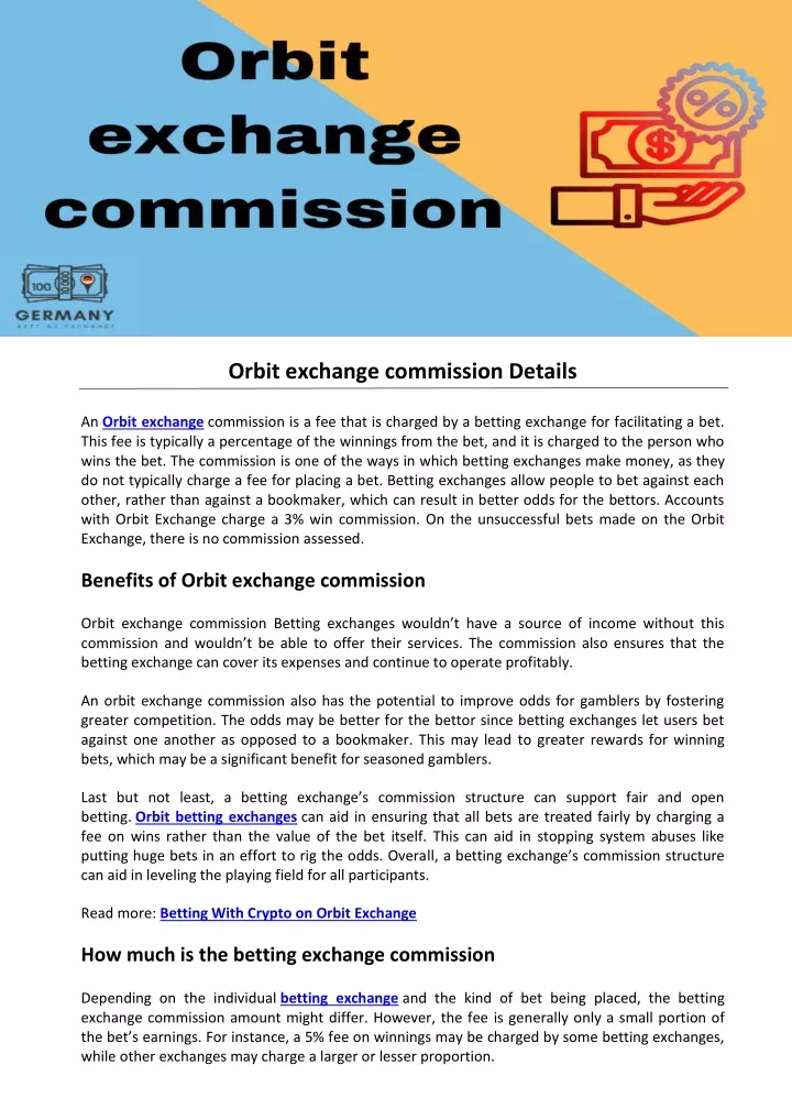 orbit exchange commission details