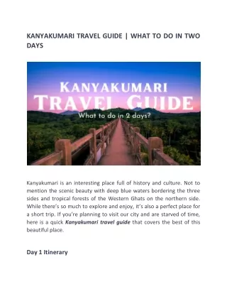 A Quick 2-Day Kanyakumari Travel Guide