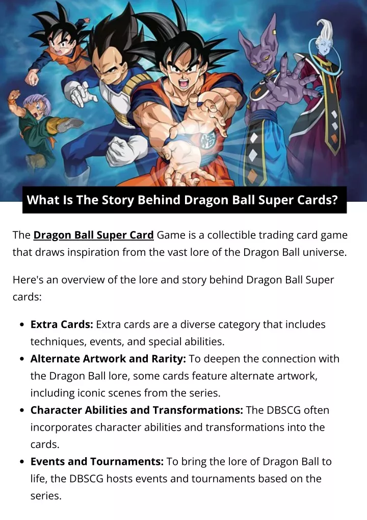 what is the story behind dragon ball super cards