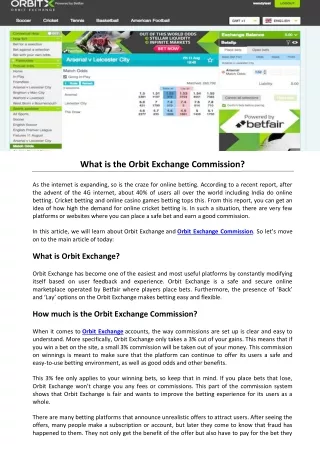 Betting Exchange- What is the Orbit Exchange Commission