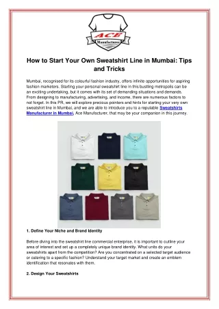 How to Start Your Own Sweatshirt Line in Mumbai Tips and Tricks