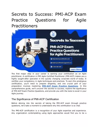 secrets to success pmi acp exam practice