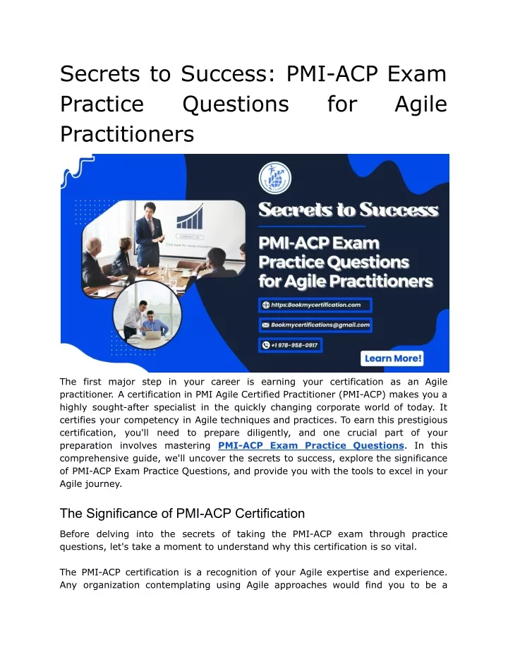 secrets to success pmi acp exam practice