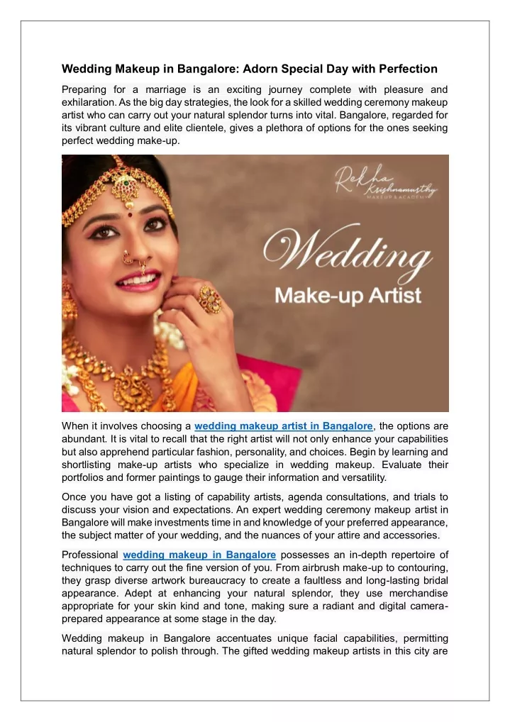 wedding makeup in bangalore adorn special