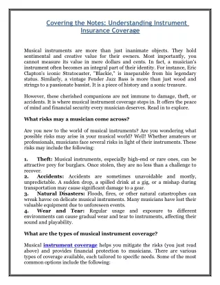 covering the notes understanding instrument