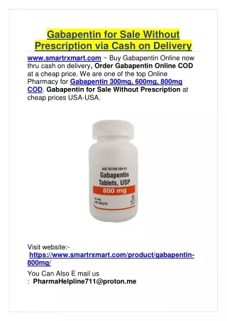 gabapentin for sale without prescription via cash