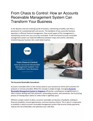 From Chaos to Control: How an Accounts Receivable Management System Can Transfor