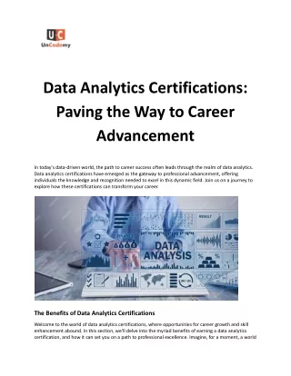 Data Analytics Certifications: Paving the Way to Career Advancement