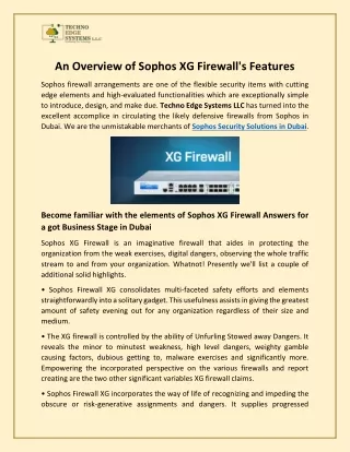 An Overview of Sophos XG Firewall's Features