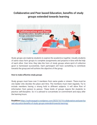 collaborative and peer based education benefits