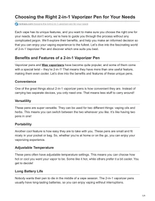 choosing the right 2 in 1 vaporizer pen for your
