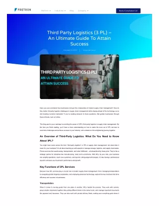 Third Party Logistics (3 PL) – An Ultimate Guide To Attain Success