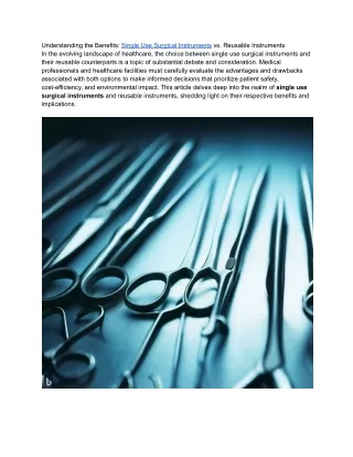 Single Use Surgical Instruments