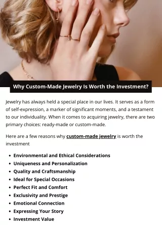 Why Custom-Made Jewelry Is Worth the Investment?