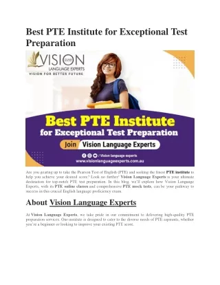 Best PTE Institute for Exceptional Test Preparation