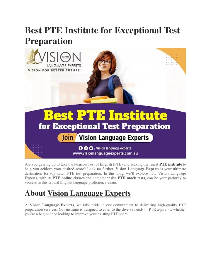 best pte institute for exceptional test