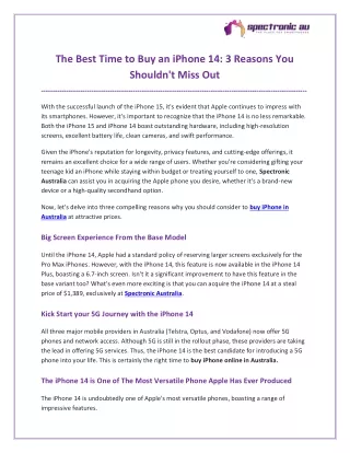 The Best Time to Buy an iPhone 14: 3 Reasons You Shouldn't Miss Out